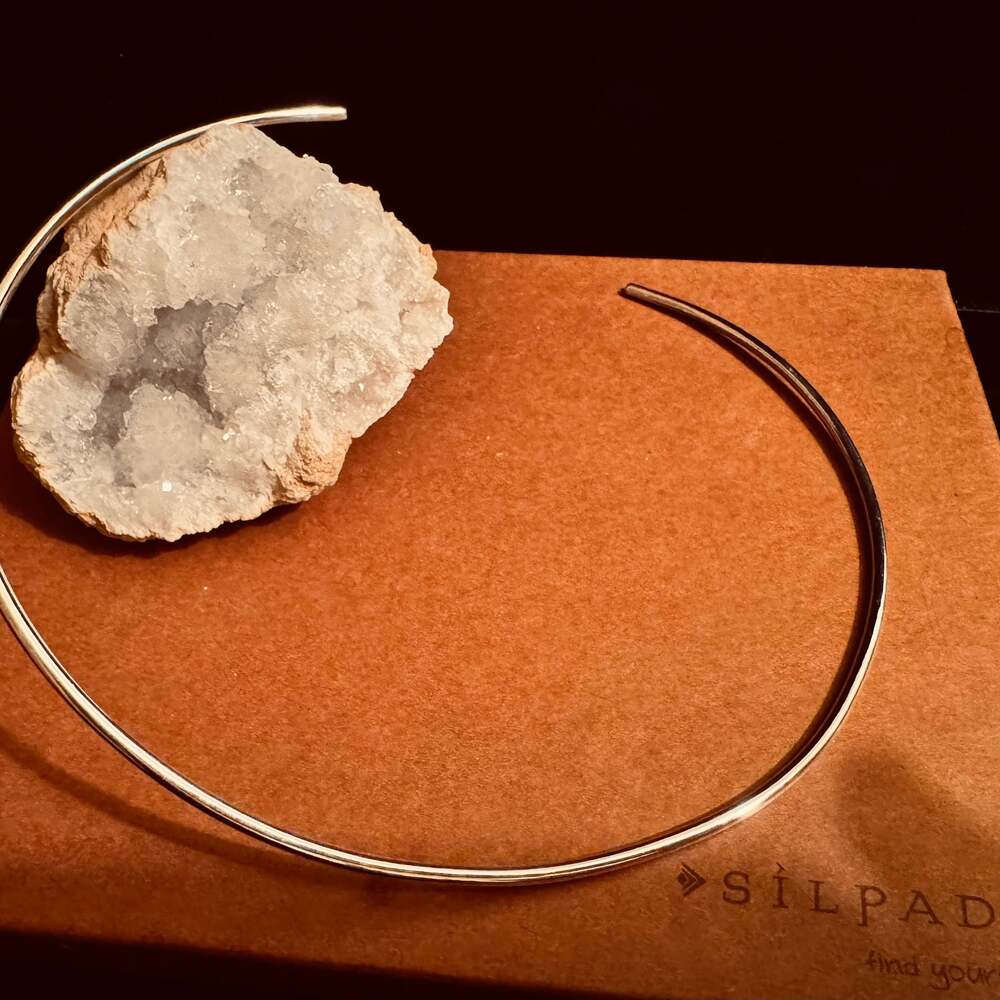 Sterling Silver Modern Minimalist Choker Collar Necklace
